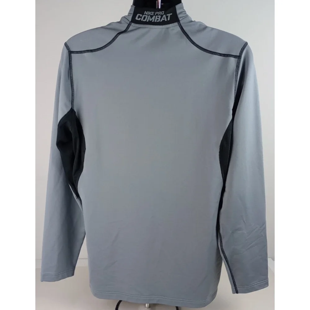 Nike Pro Combat Men's XL Gray Black Long Sleeve Lined Jacket Hyperwarm Fitted